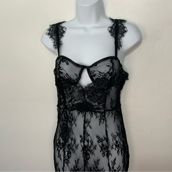 Fashion Nova Black Lace Dress Lingerie NWT - Picture 2 of 11
